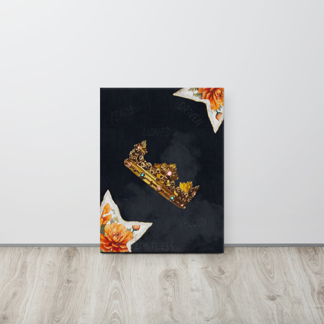The Pick Up Your Crown inspirational art print styled in a modern living space, adding motivation and confidence to any room.