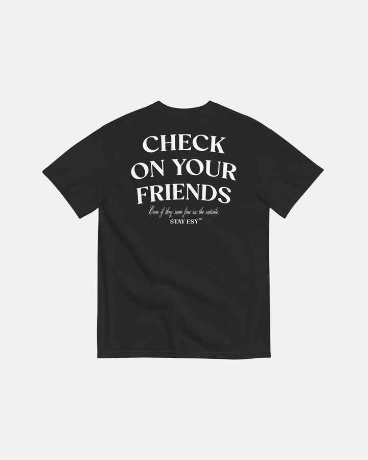 Check On Your Friends - Heavyweight T-shirt With Embroidered Front Logo