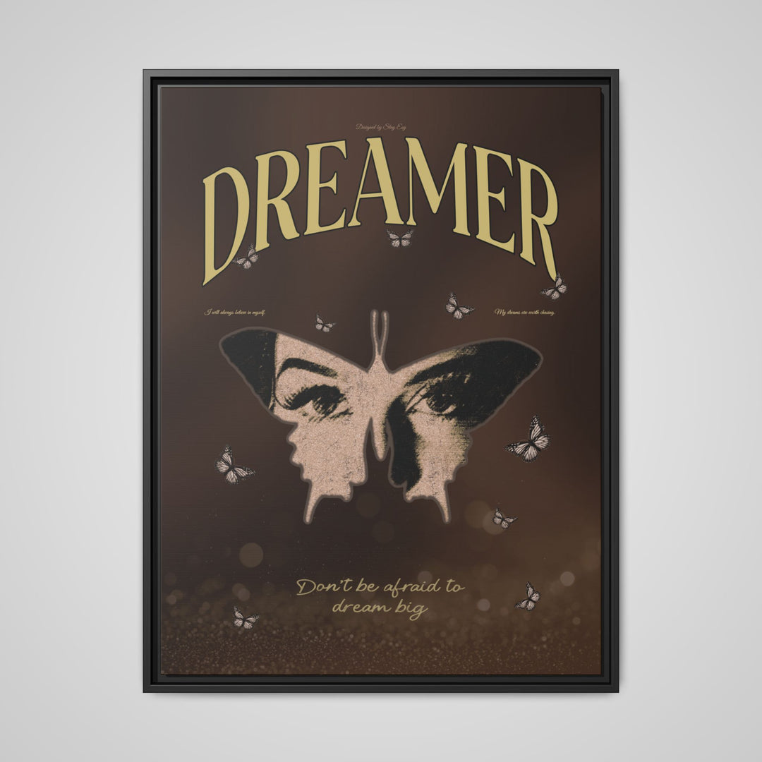 "Dreamer" Butterfly Motivational Framed Canvas Wall Art | Stay Esy