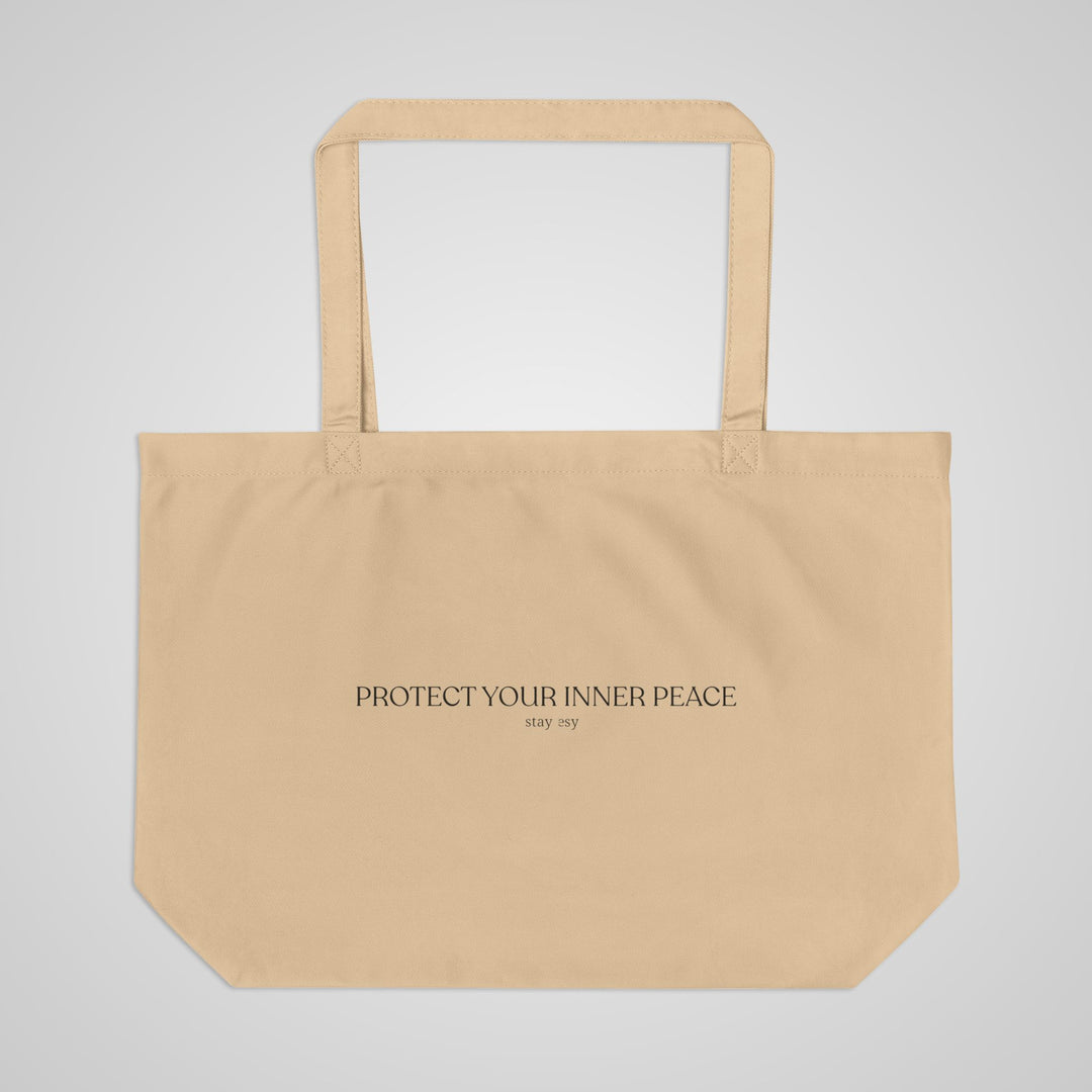 Canvas Tote Bag — Bouquet of Lotus Flowers Illustration &amp; “Protect Your Inner Peace” Quote