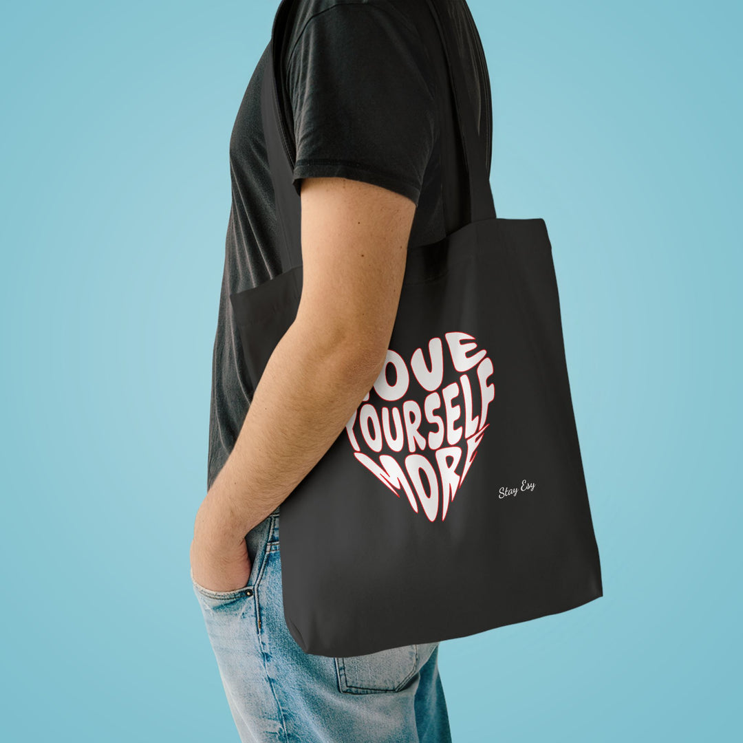 Love Yourself More Heart Tote Bag — Inspirational Cotton Shopper