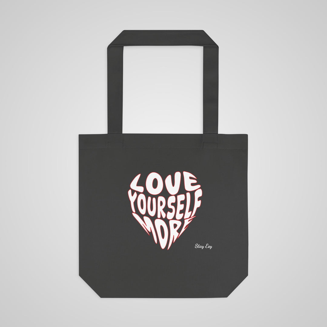 Love Yourself More Heart Tote Bag — Inspirational Cotton Shopper