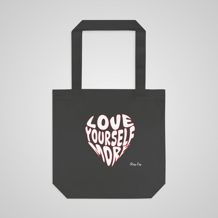 Love Yourself More Heart Tote Bag — Inspirational Cotton Shopper