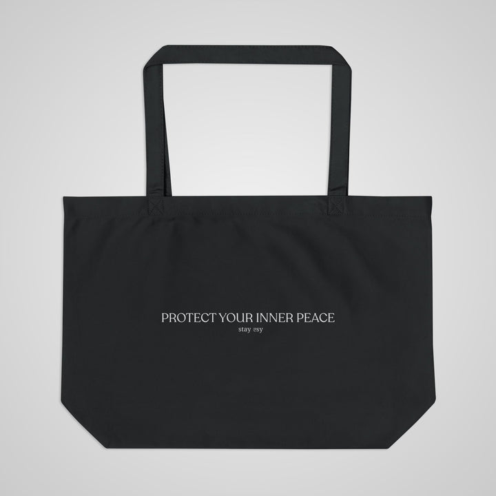 Canvas Tote Bag — Bouquet of Lotus Flowers Illustration &amp; “Protect Your Inner Peace” Quote