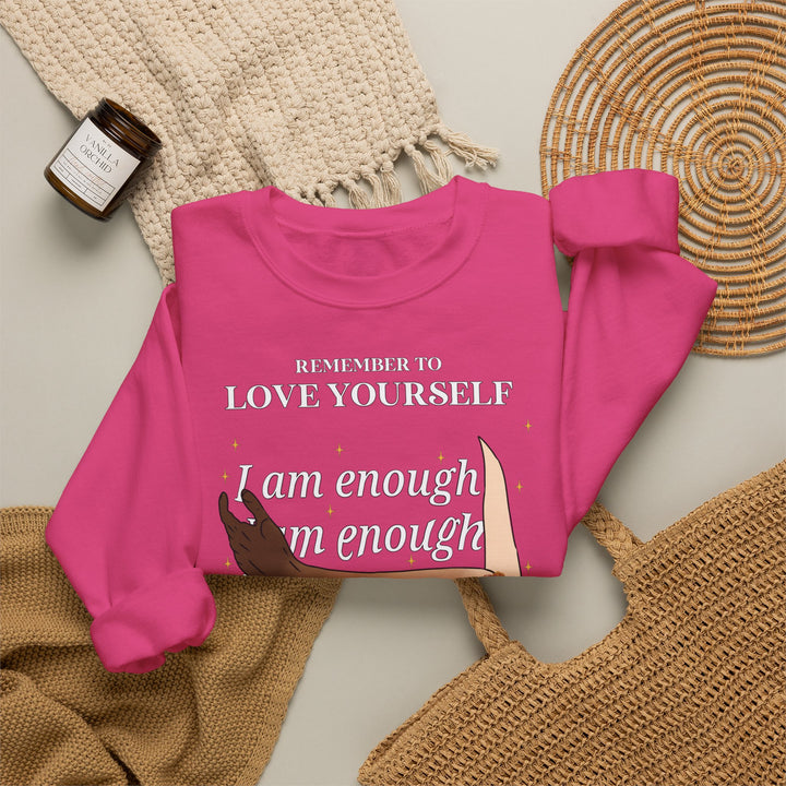 Remember to Love Yourself - I Am Enough Self-Love Affirmation Crewneck Sweatshirt