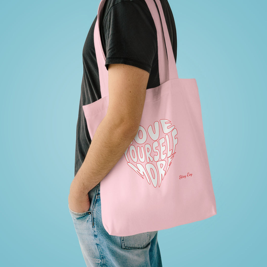 Love Yourself More Heart Tote Bag — Inspirational Cotton Shopper