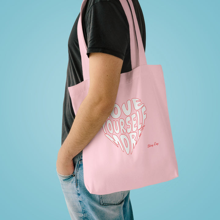 Love Yourself More Heart Tote Bag — Inspirational Cotton Shopper
