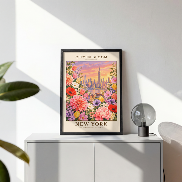 City in Bloom New York - Floral Travel Poster
