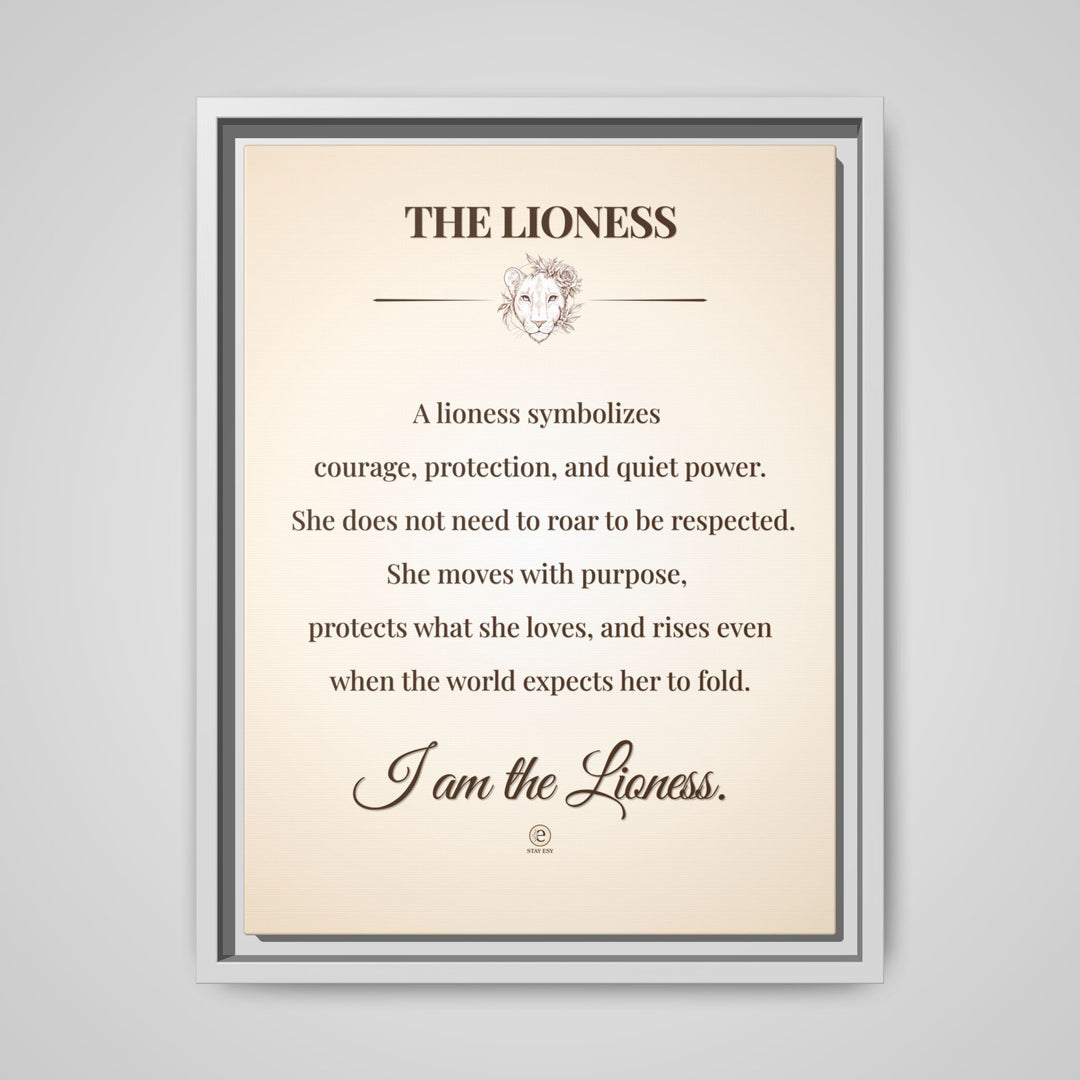 I Am The Lioness Framed Canvas | Affirmation Wall Art