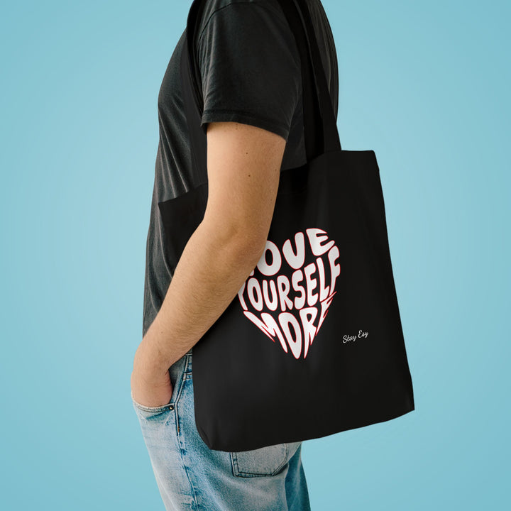 Love Yourself More Heart Tote Bag — Inspirational Cotton Shopper
