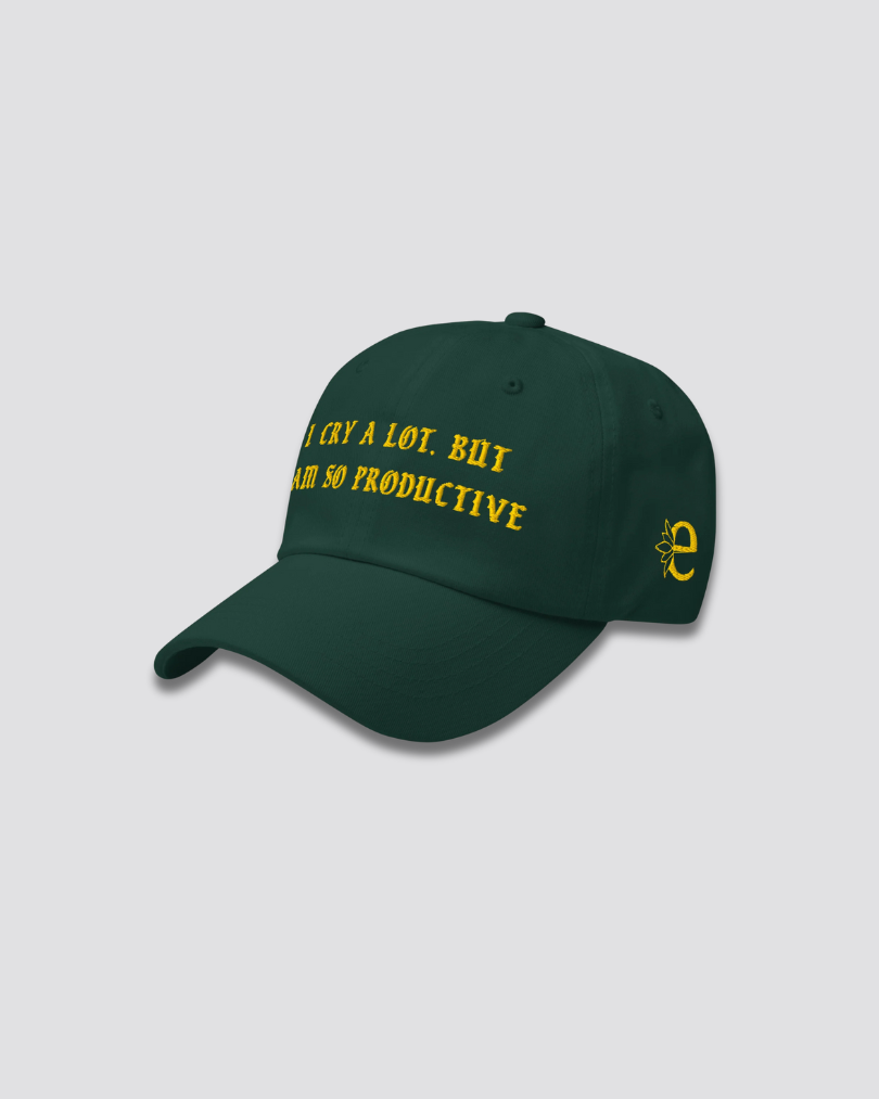 Green cap with yellow text on a light gray background