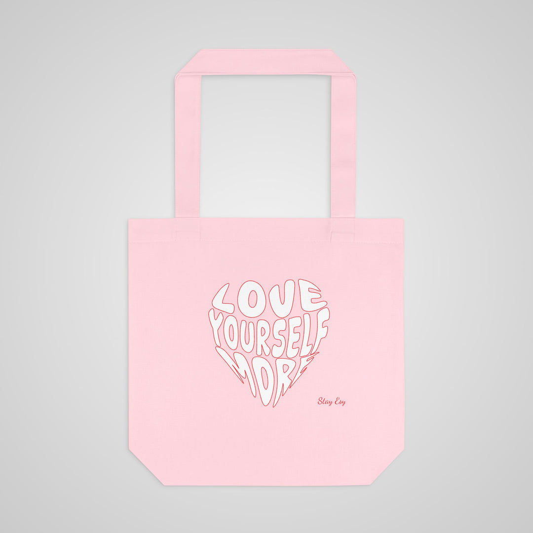 Love Yourself More Heart Tote Bag — Inspirational Cotton Shopper