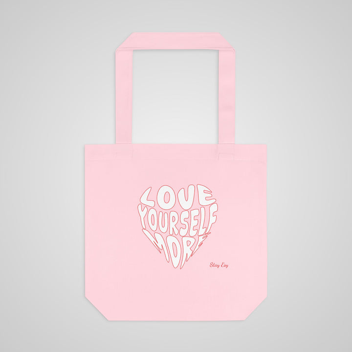 Love Yourself More Heart Tote Bag — Inspirational Cotton Shopper