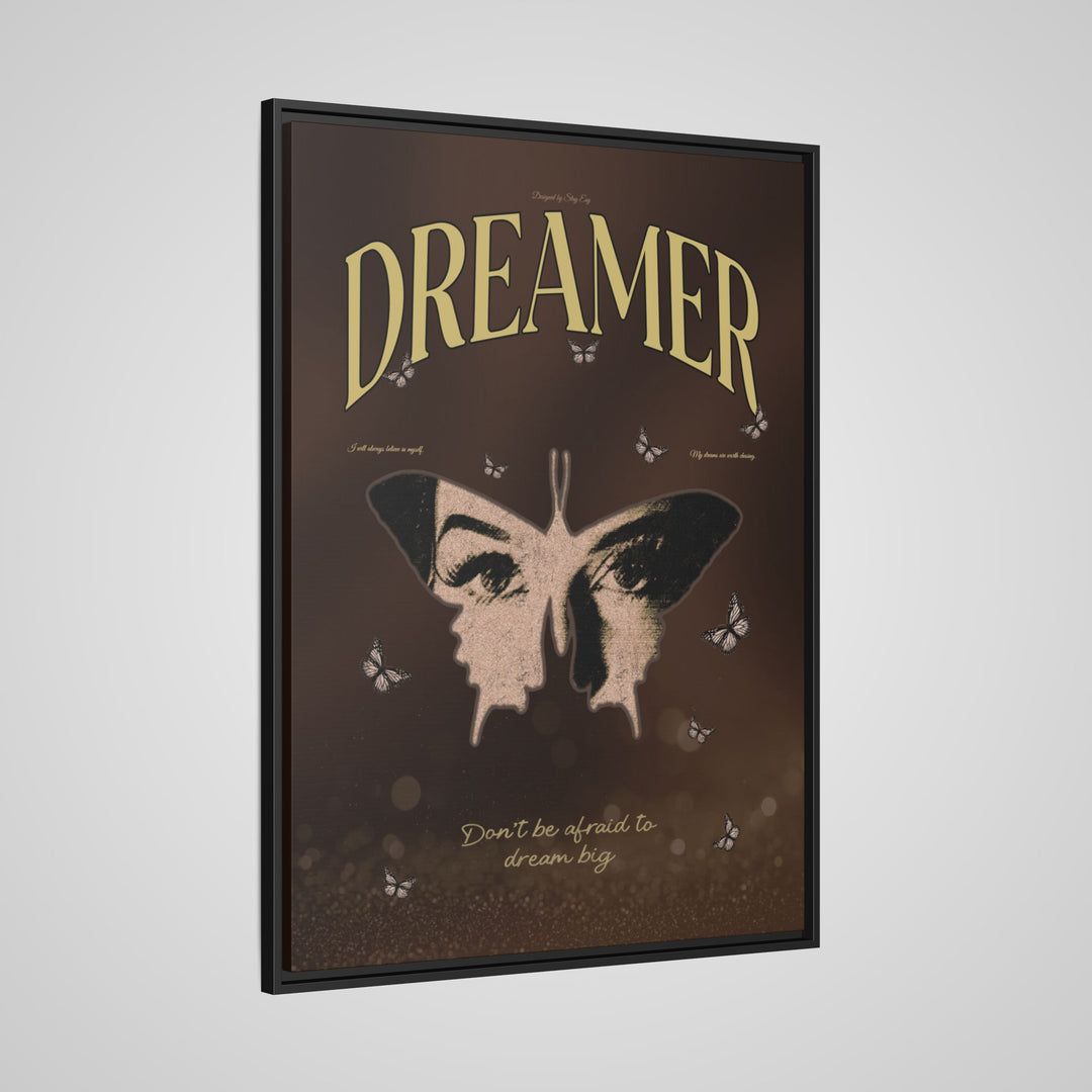 "Dreamer" Butterfly Motivational Framed Canvas Wall Art | Stay Esy