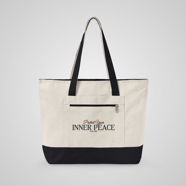 Inner Peace Canvas Tote — Zippered Eco-Friendly Beach & Market Bag