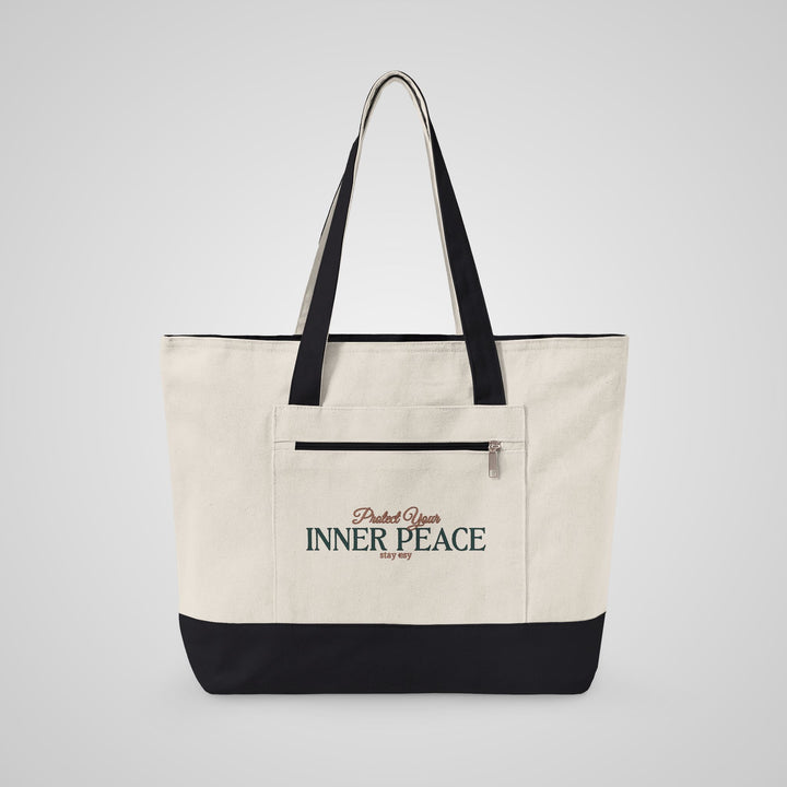 Inner Peace Canvas Tote — Zippered Eco-Friendly Beach &amp; Market Bag