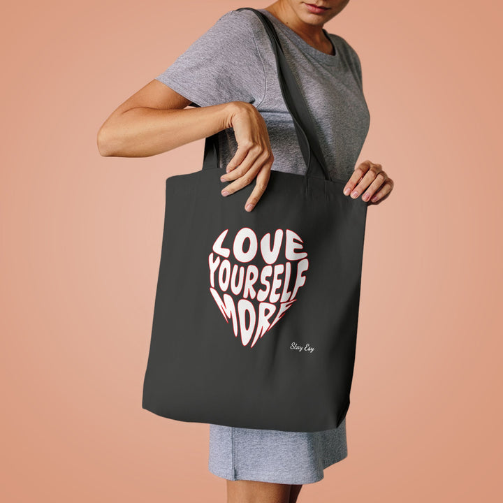 Love Yourself More Heart Tote Bag — Inspirational Cotton Shopper