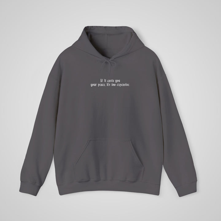 If it cost you your peace, it's too expensive - Embroidered Hoodie