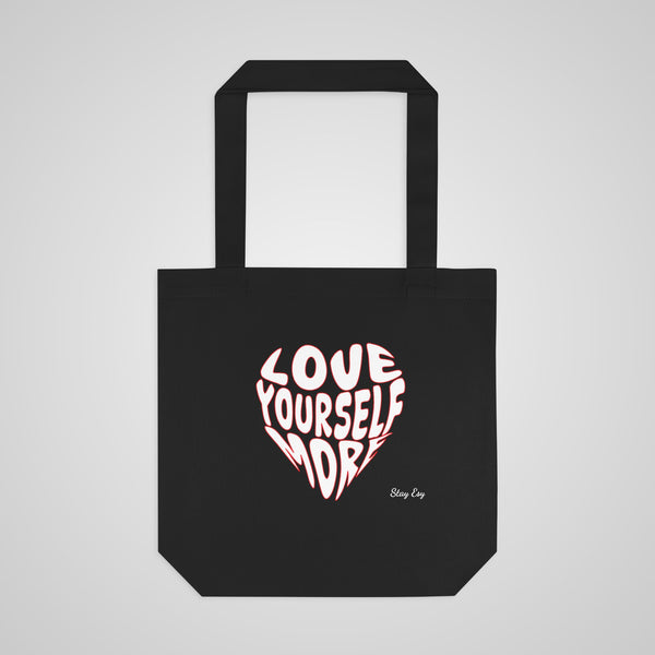 Love Yourself More Heart Tote Bag — Inspirational Cotton Shopper