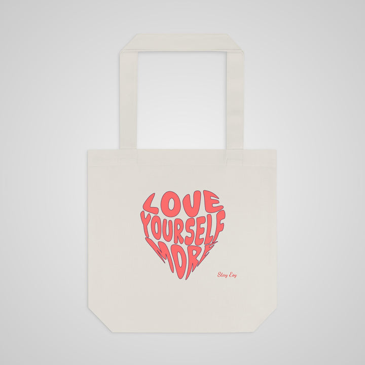 Love Yourself More Heart Tote Bag — Inspirational Cotton Shopper