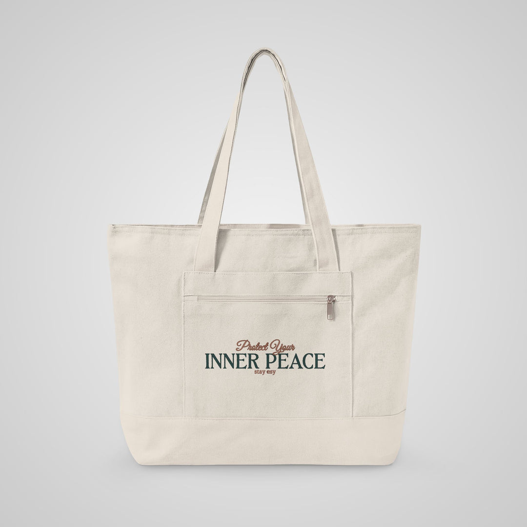Inner Peace Canvas Tote — Zippered Eco-Friendly Beach &amp; Market Bag