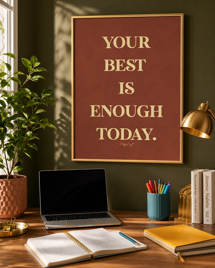 A framed motivational wall art print with the text &