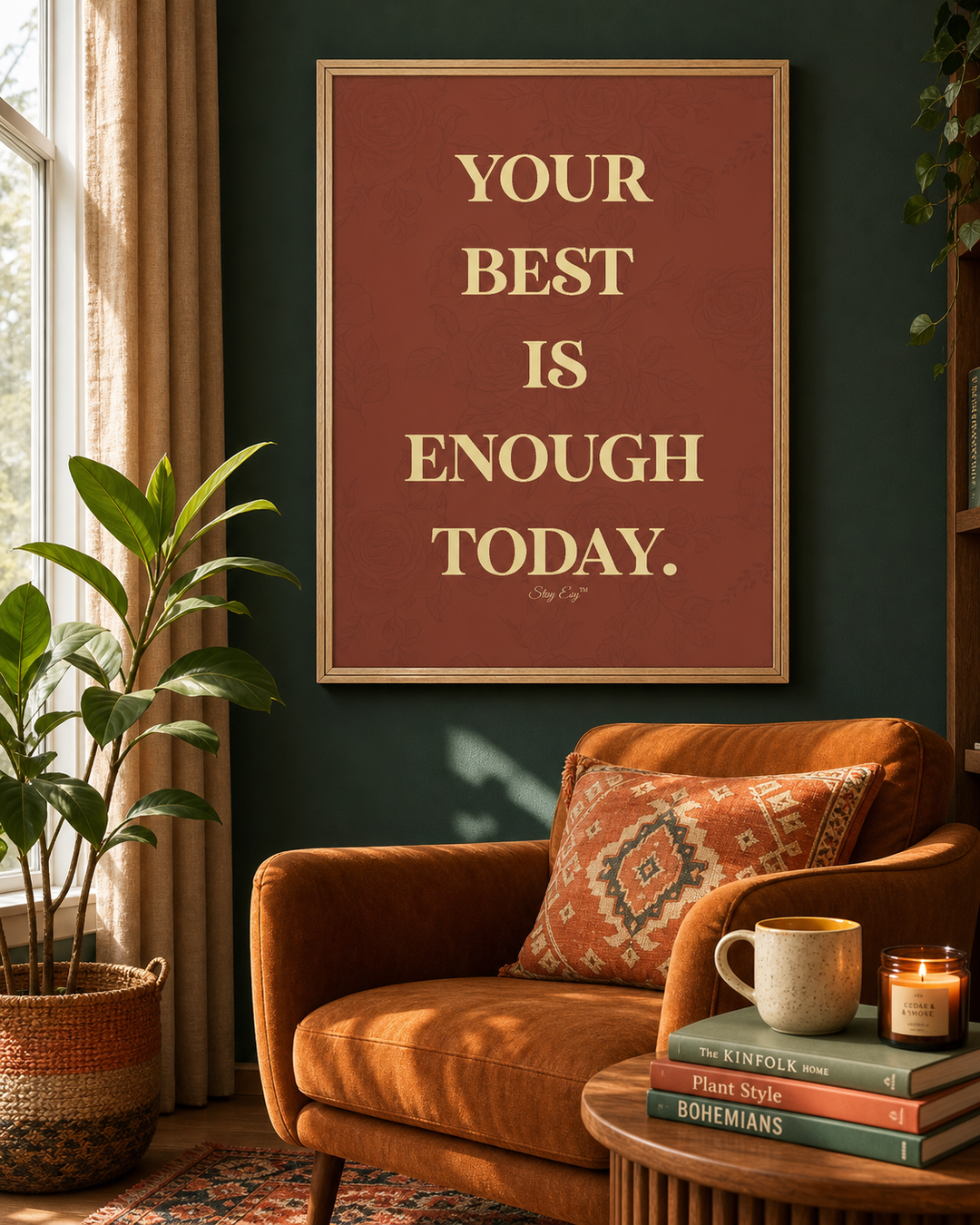 A framed motivational wall art print with the text &
