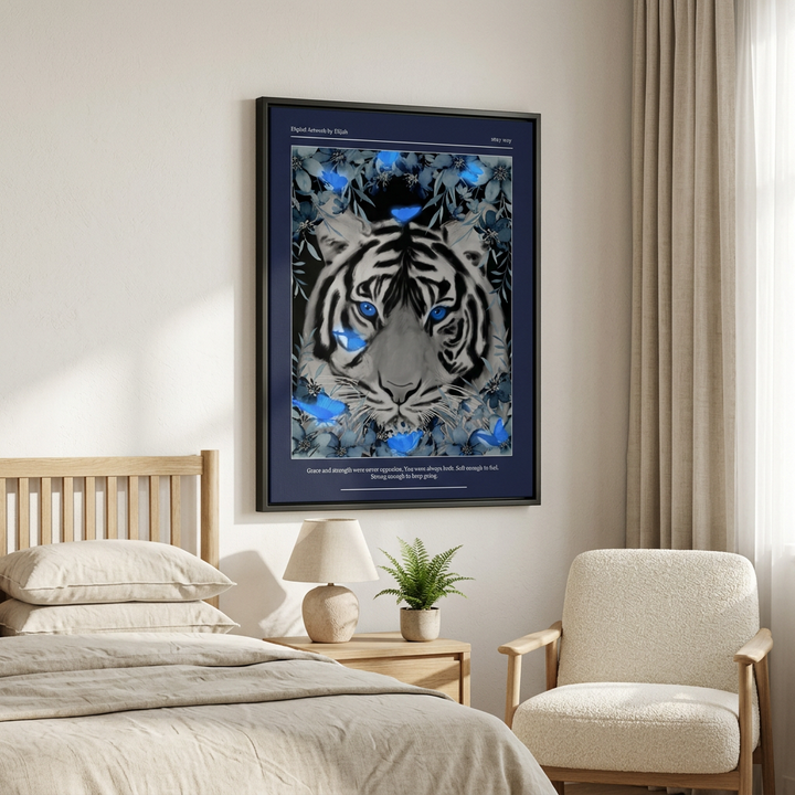 Grace and Strength - White Tiger Affirmation Wall Art