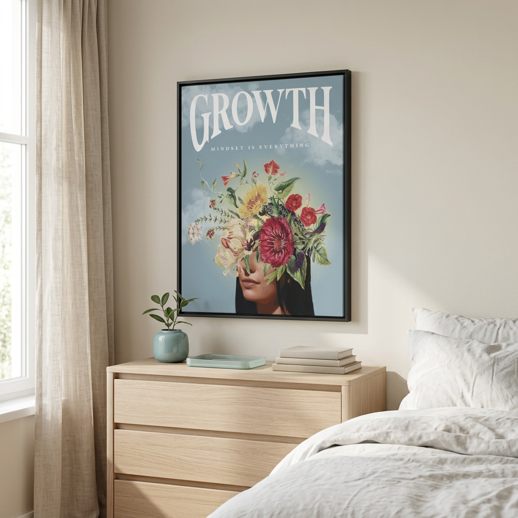 Growth Mindset Is Everything Framed Canvas - Inspirational Wall Art