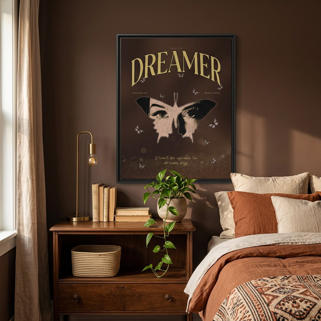 Dreamer Framed Canvas - Butterfly Inspirational Wall Art