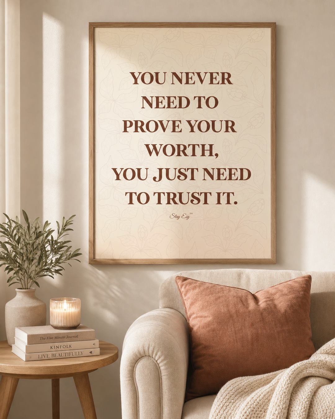 A framed motivational wall art print with the quote &