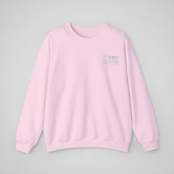 Light Pink trendy graphic sweatshirt – Front view with an inspiring Choose Kindness print.