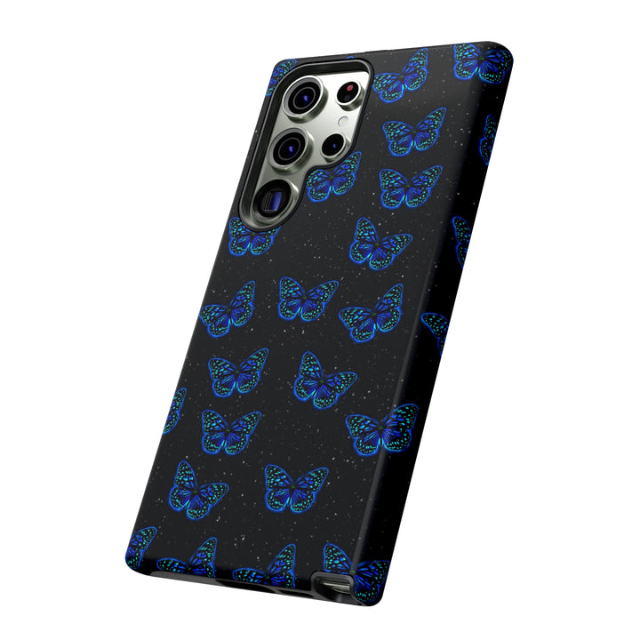 Close-up of the backside of the Feeling Butterflies Samsung Phone Case, highlighting the intricate butterfly patterns and sleek finish