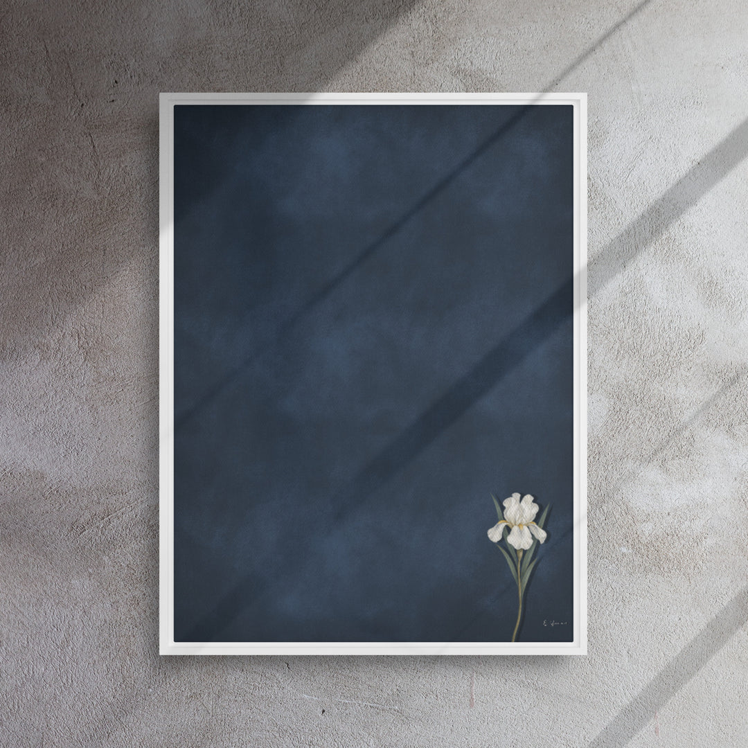 Clarity - White Iris Framed Canvas Wall Art
