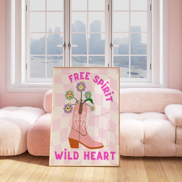 Positive affirmations poster featuring a beautifully designed floral cowgirl boot, bringing daily motivation and charm to your space.

