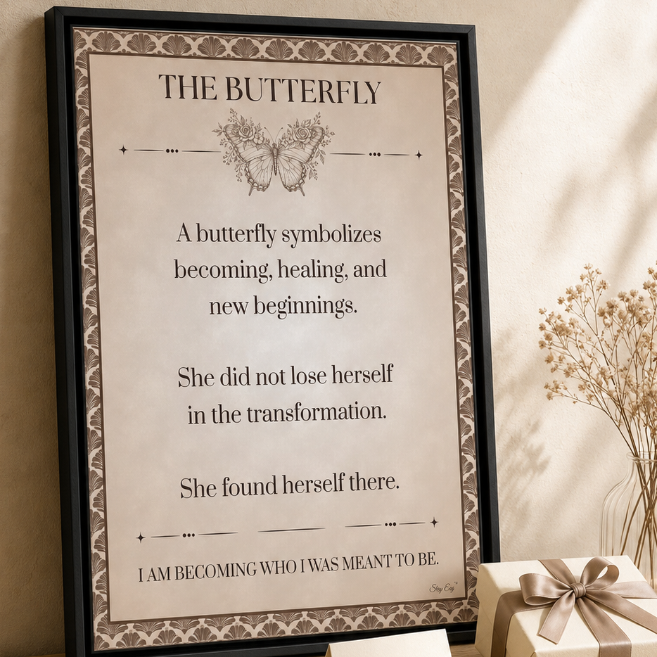 The Butterfly Healing Affirmation - Framed Canvas Wall Art