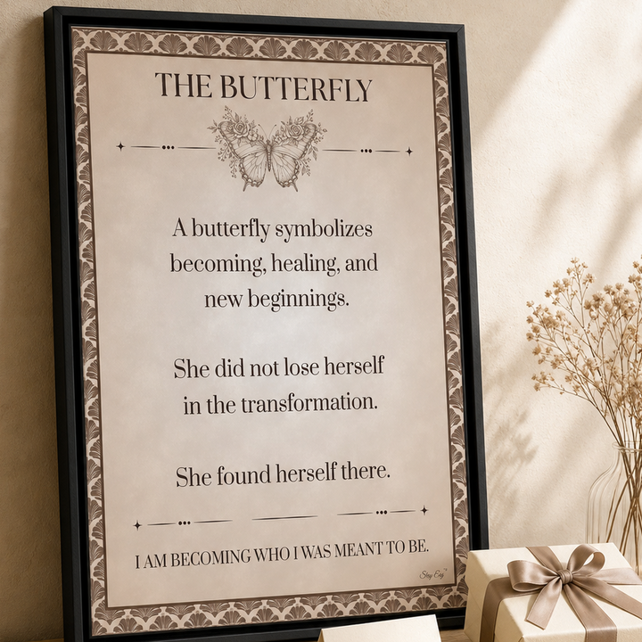 The Butterfly Healing Affirmation - Framed Canvas Wall Art