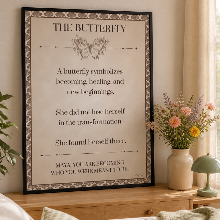 The Butterfly Healing Affirmation - Framed Canvas Wall Art
