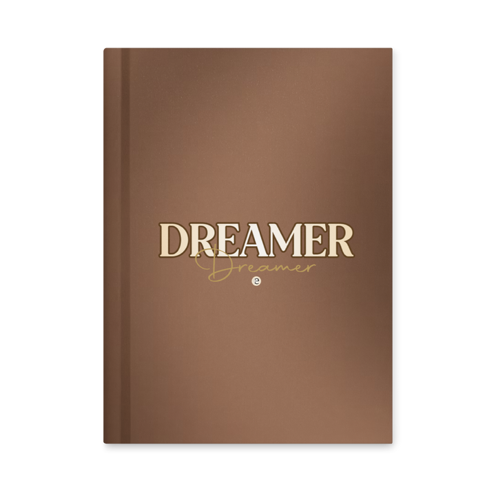 Brown notebook with &