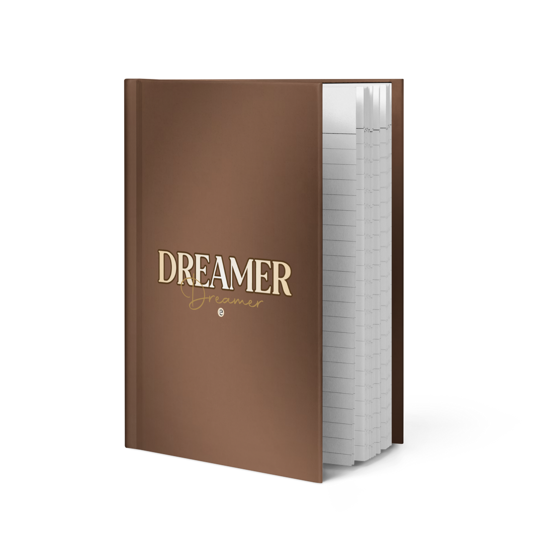 Brown notebook with &