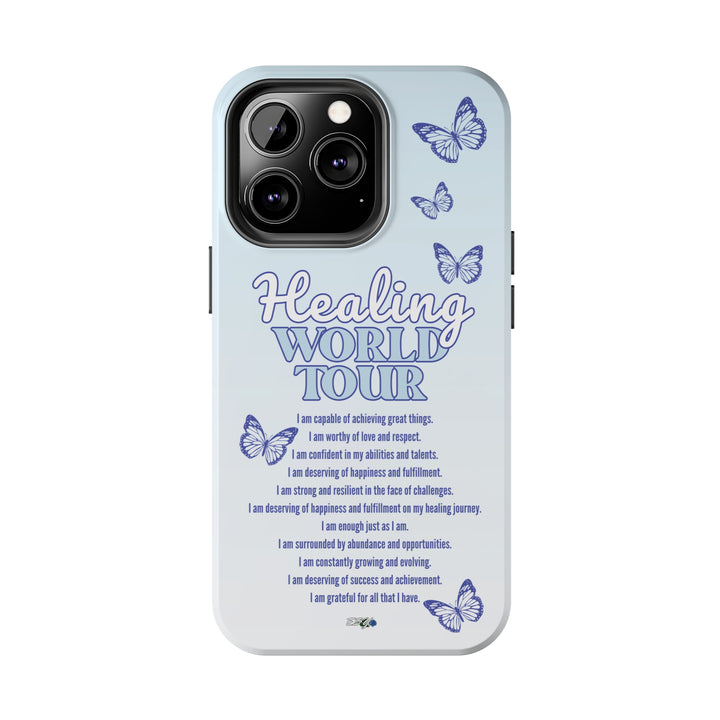 Back view of the Healing World Tour iPhone case, featuring a sleek and protective design.
