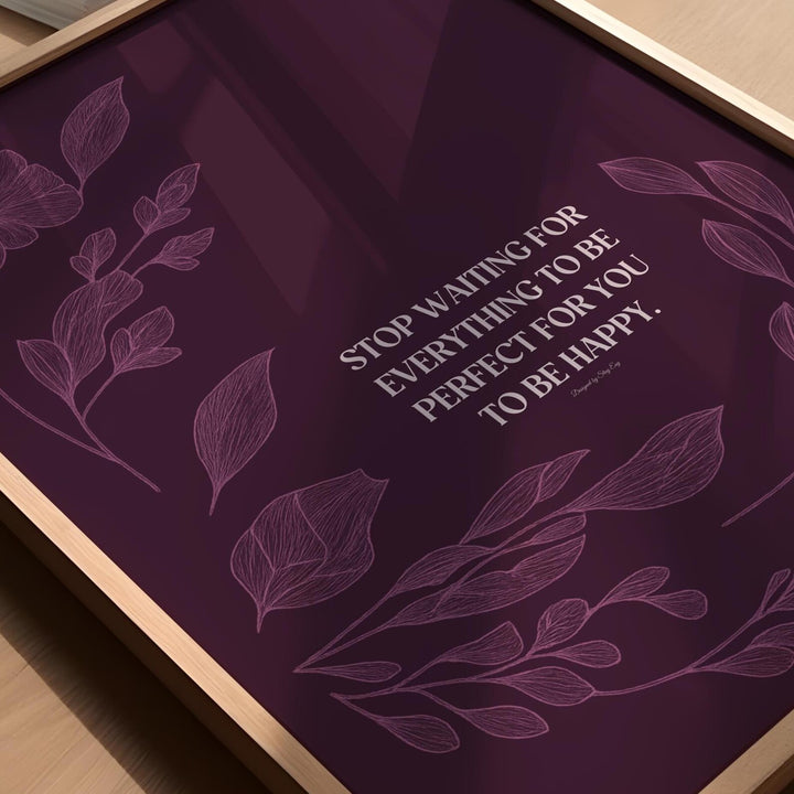 A framed art print featuring a motivational quote, &