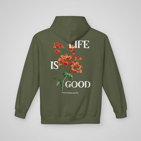 Cozy and Comfortable Life is Good Hoodie for Mental Health Awareness - Back View