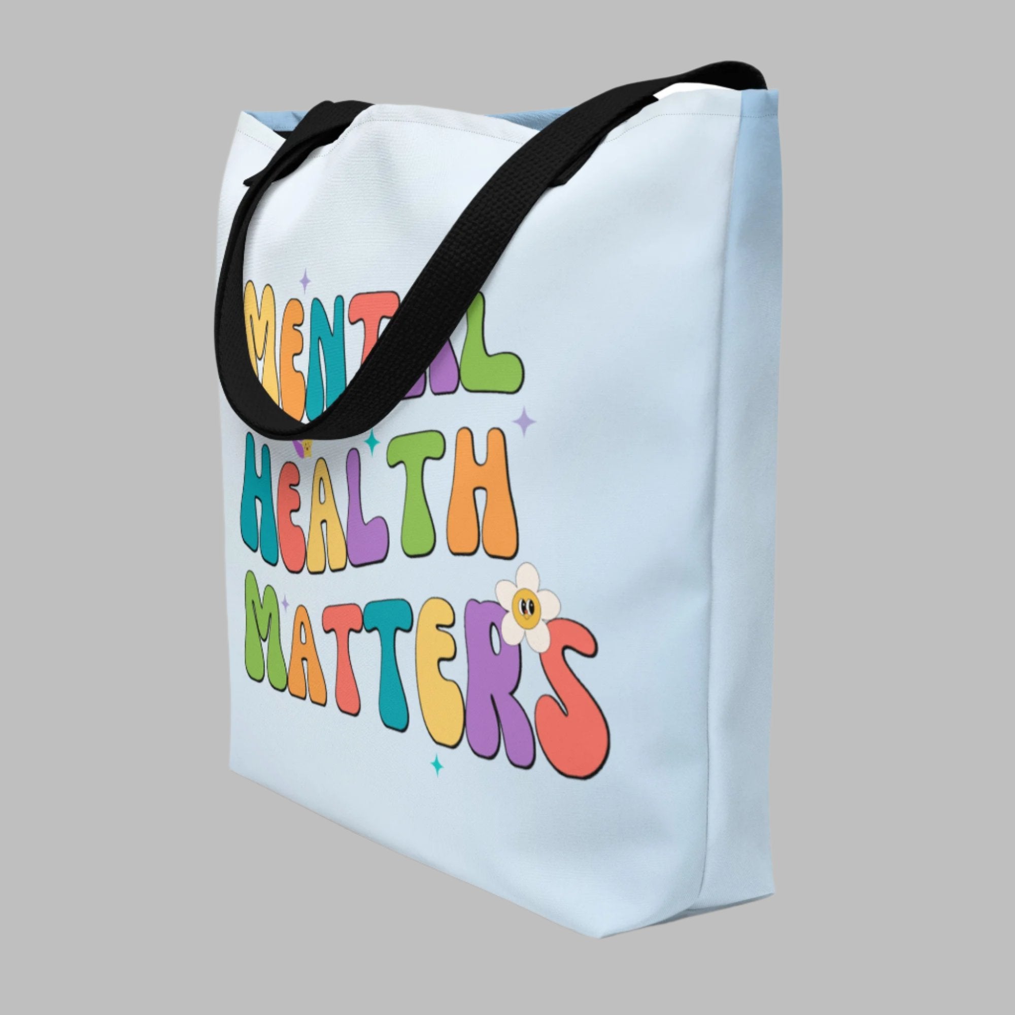 Side View of Mental Health Matters Tote Bag – Spacious & Stylish