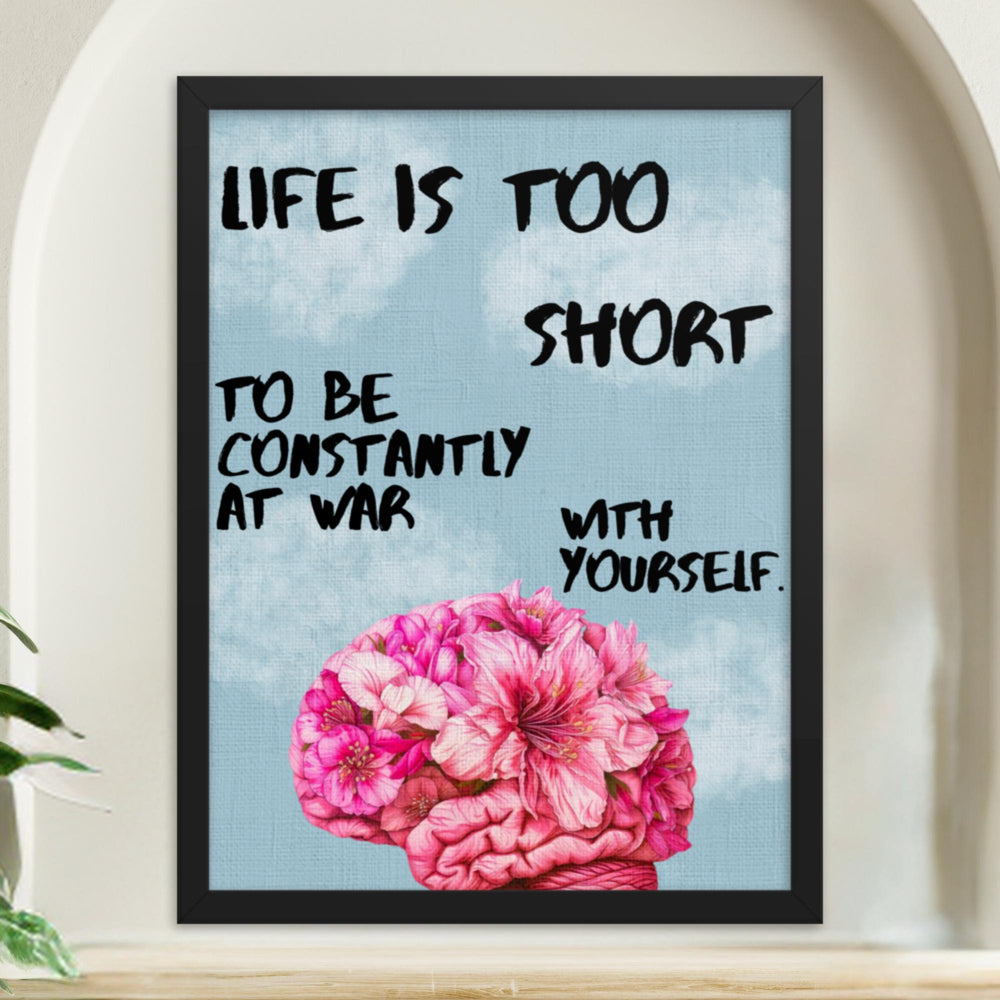 Mental Peace Wall Art in 18""x24"" size with a black frame. A sleek and elegant choice for therapy offices or home relaxation spaces.
