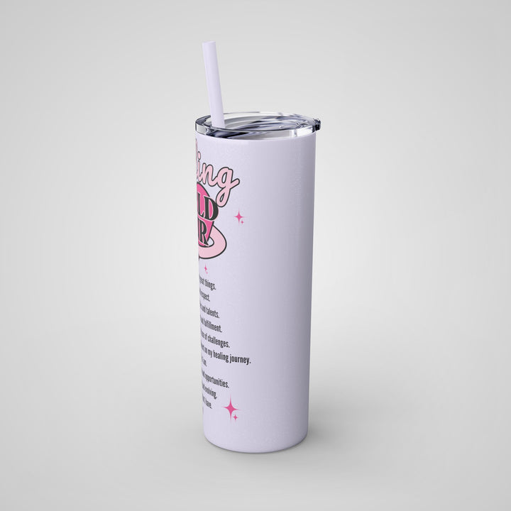 Another side view of the Mental Health Matters Tumbler, perfect for keeping drinks at the right temperature all day.