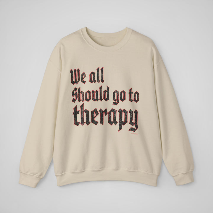 Sand Go to Therapy Sweatshirt Front View - Graphic Crewneck for Mental Health Awareness