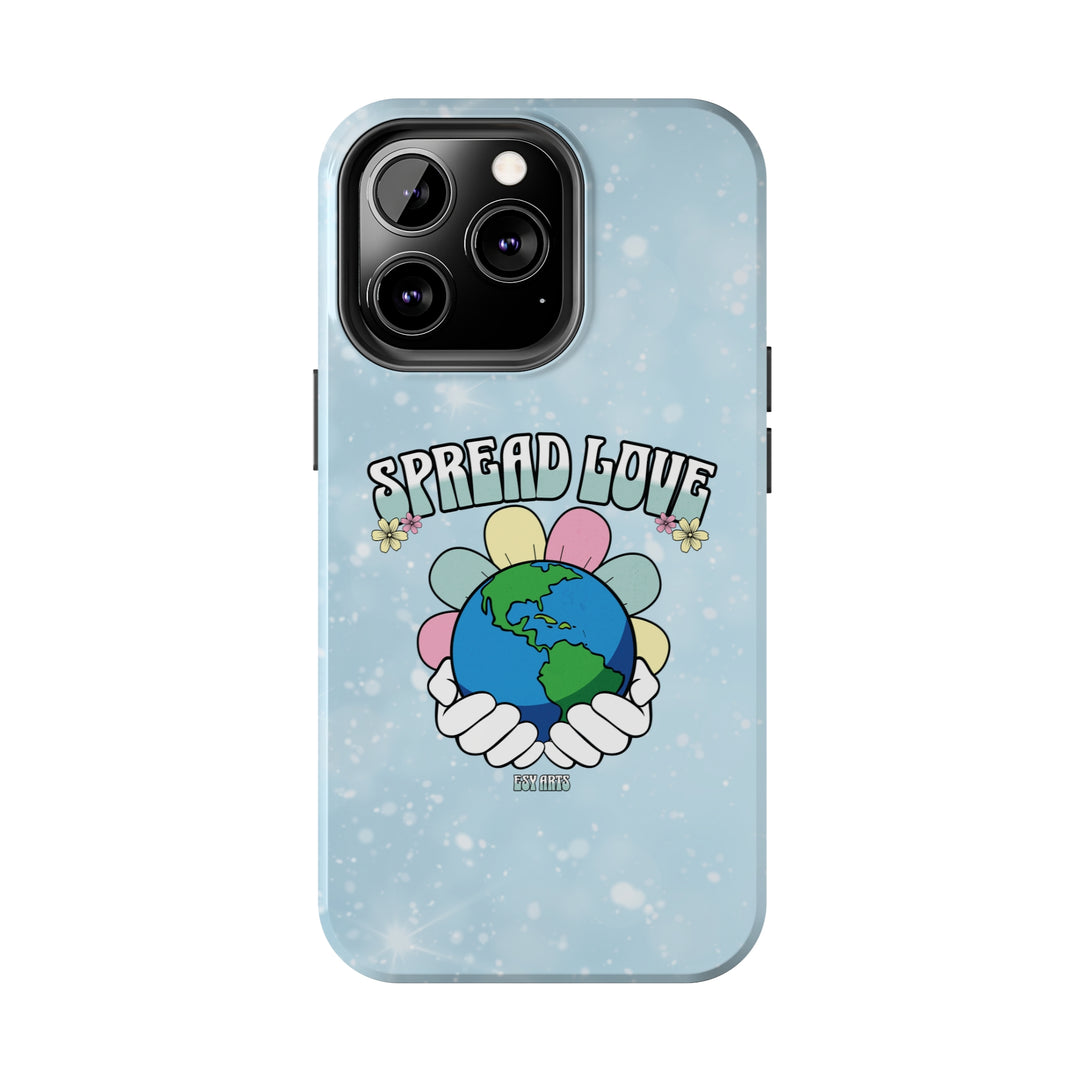 Back view of the Spread Love iPhone Case, designed for iPhone 12, 13, and 11 Pro Max, featuring a sleek and inspiring design.
