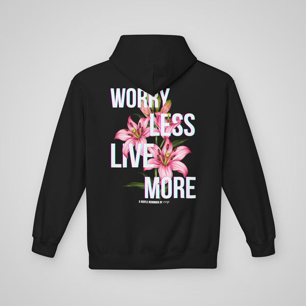 Worry Less Live More Hoodie for Mental Health Awareness - Back View