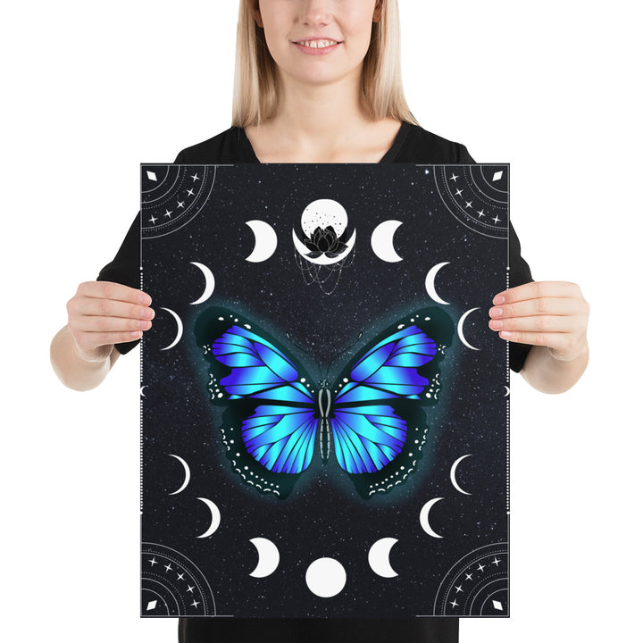 Elegant butterfly bedroom decor featuring a high-quality poster or canvas with a vibrant butterfly design.
